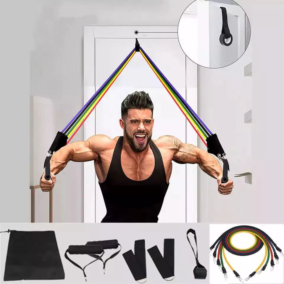 Premium Resistance Bands Set for Home Gym Workout – Bodybuilding & Fitness Training Bands (5 Levels)